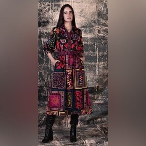 Maude Vivante Multicolor Patchwork Maxi Dress Sz M